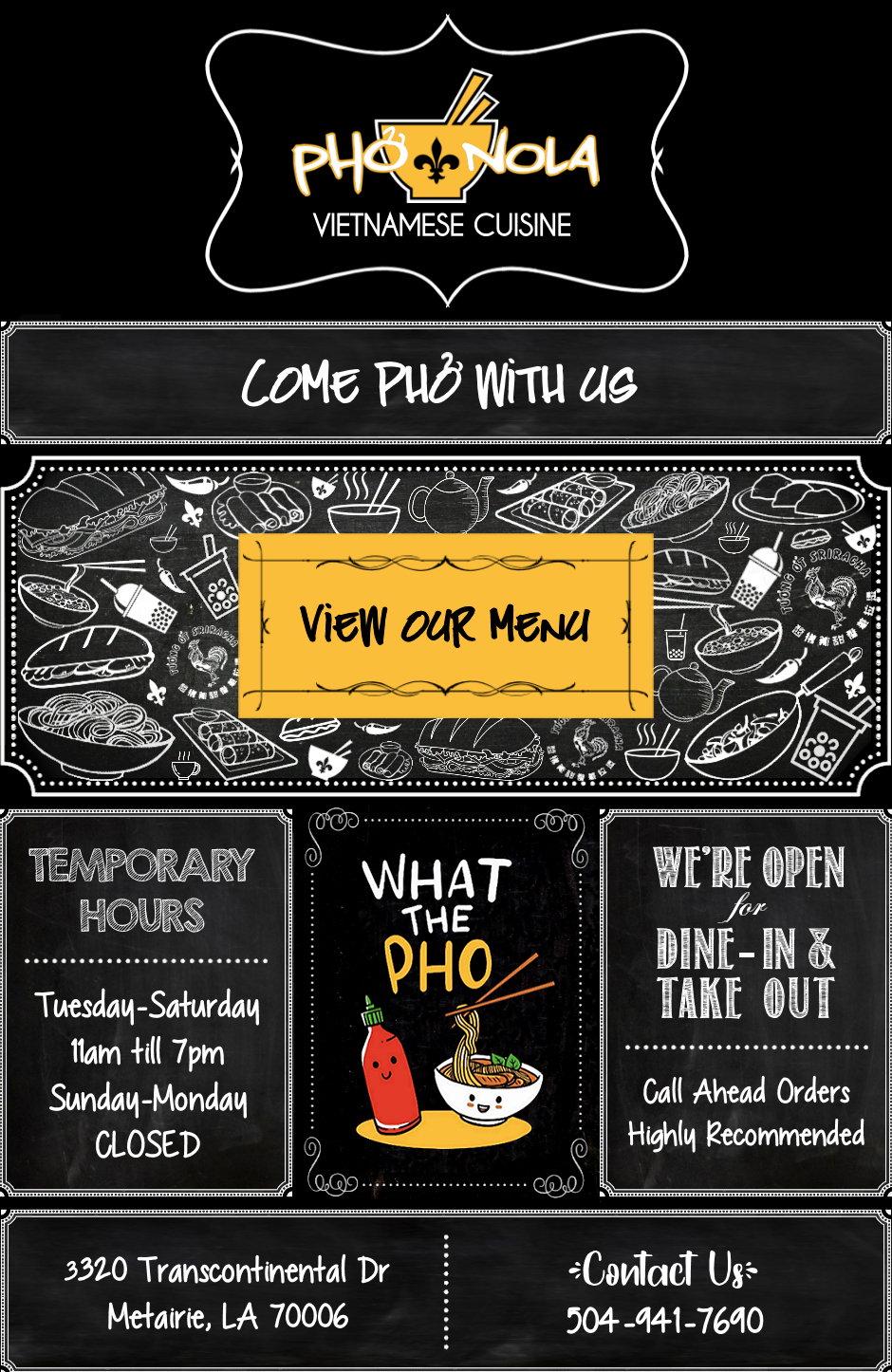 Pho NOLA Menu